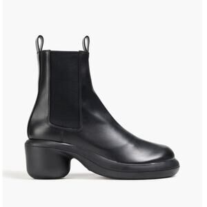 Jill Sander Black Leather Block Heel Chelsea Boots Chunky Sole Made in Italy 36